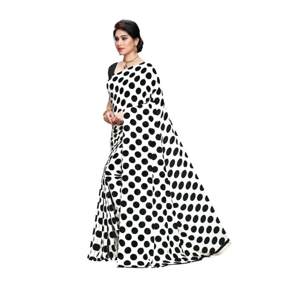 Generic Women's Georgette Printed Saree With Unstitched Blouse 5.5Mtr (W.Black) - MYLUXURY LANE ENTERPRISE