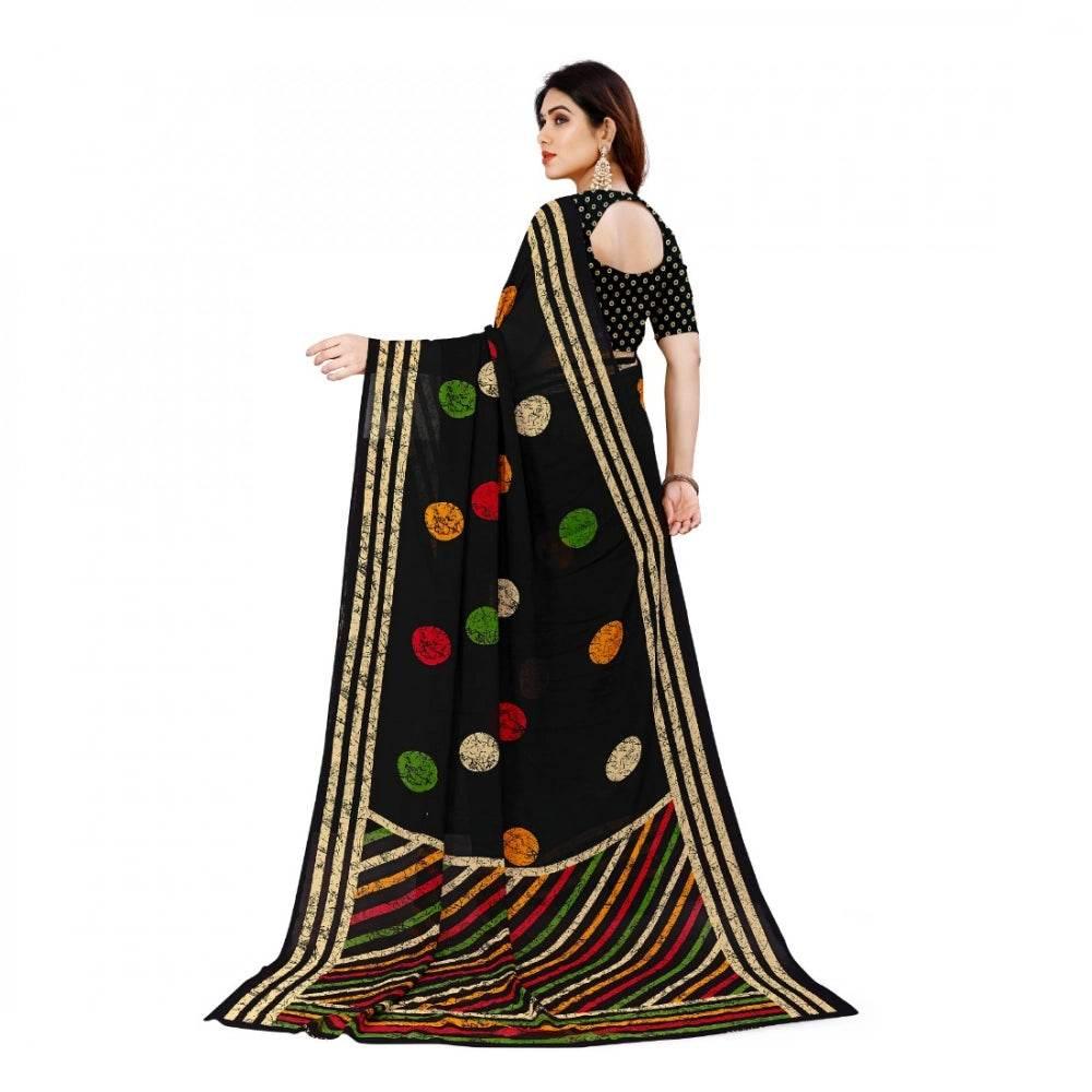Generic Women's Faux Georgette Printed Saree With Unstitched Blouse 5.5Mtr (Multicolor) - MYLUXURY LANE ENTERPRISE