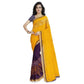 Generic Women's Faux Georgette Printed Saree With Unstitched Blouse 5.5Mtr (Yellow) - MYLUXURY LANE ENTERPRISE
