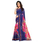 Generic Women's Georgette Printed Saree With Unstitched Blouse 5.5Mtr (Blue) - MYLUXURY LANE ENTERPRISE