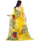 Generic Women's Faux Georgette Printed Saree With Unstitched Blouse 5.5Mtr (Yellow) - MYLUXURY LANE ENTERPRISE