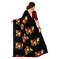 Generic Women's Faux Georgette Printed Saree With Unstitched Blouse 5.5Mtr (Black) - MYLUXURY LANE ENTERPRISE