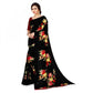 Generic Women's Faux Georgette Printed Saree With Unstitched Blouse 5.5Mtr (Black) - MYLUXURY LANE ENTERPRISE