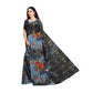 Generic Women's Georgette Printed Saree With Unstitched Blouse 5.5Mtr (Blue) - MYLUXURY LANE ENTERPRISE