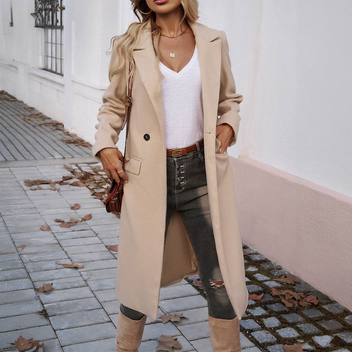 Lady Temperament Commuting Turn-down Collar Coat - MYLUXURY LANE ENTERPRISE