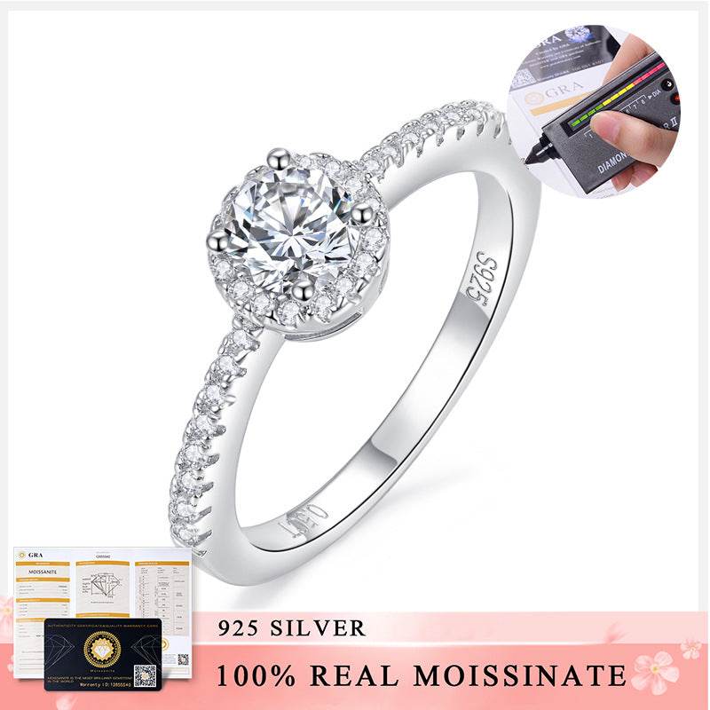 Round Bag Full Diamond S925 Silver 18K Gold Plating Mosanite Diamond Ring Female - MYLUXURY LANE ENTERPRISE