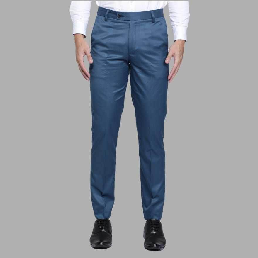 Lycra Blend Solid Regular Fit Mens Formal Trousers - MYLUXURY LANE ENTERPRISE