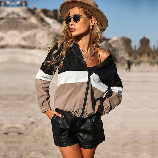 Foreign Trade Stitching Jacket Cardigan Sports Contrast Color Zipper Cap - MYLUXURY LANE ENTERPRISE