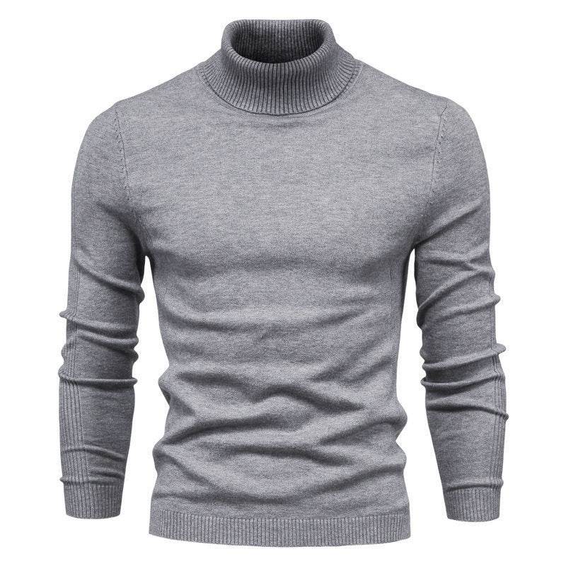 Men's Solid Color Slim Pullover Turtleneck Sweater Winter Casual Tops Clothing - MYLUXURY LANE ENTERPRISE