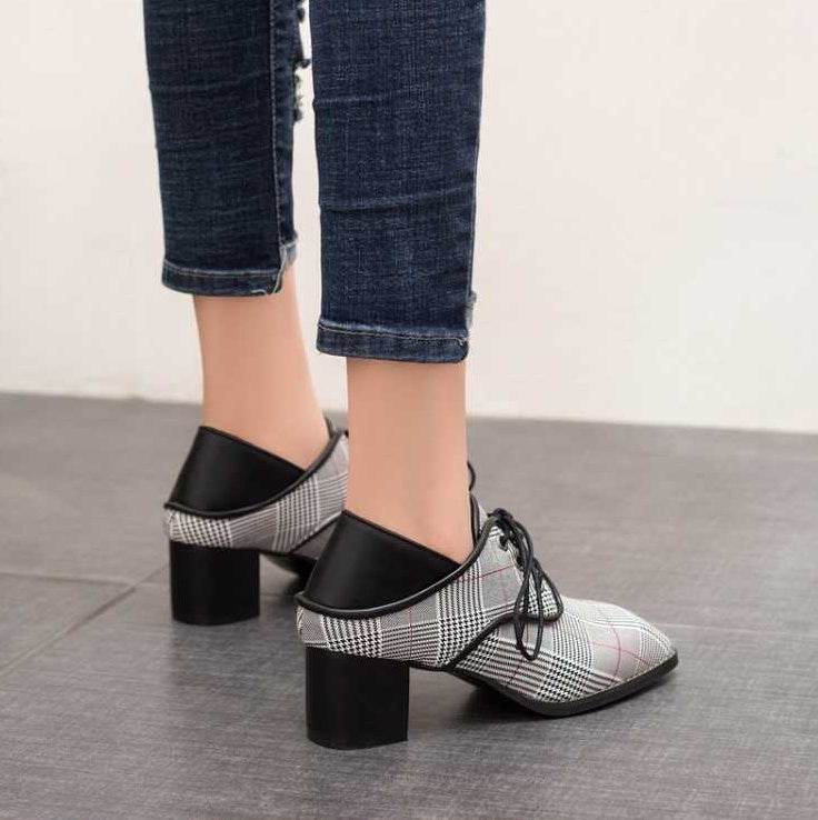 Spring new single shoes women wear lazy shoes with thick with laced cloth British wind wild women shoes - MYLUXURY LANE ENTERPRISE
