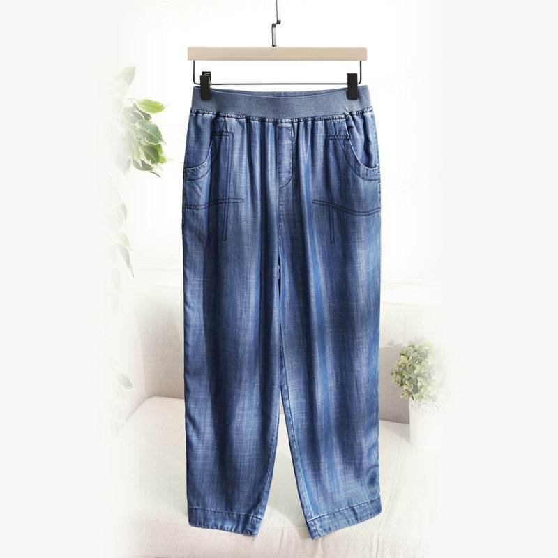 Draped Tencel denim harem pants - MYLUXURY LANE ENTERPRISE