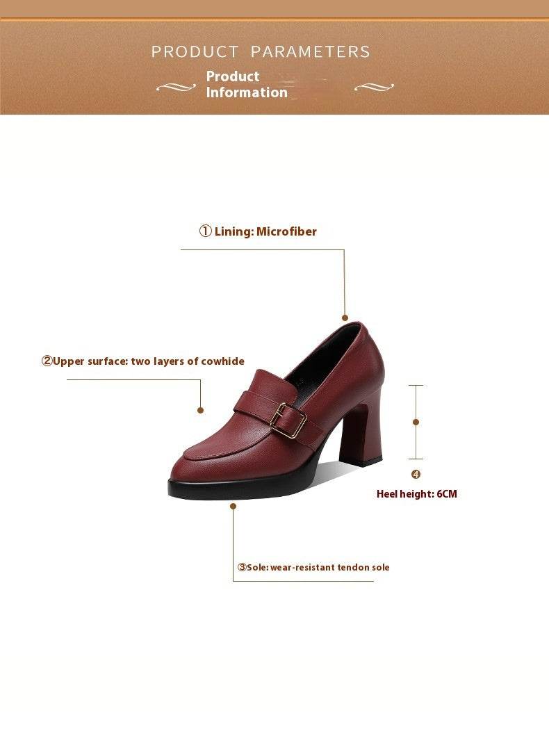 Comfortable European And American Low-cut Fashion Square Buckle British Style High Heels - MYLUXURY LANE ENTERPRISE