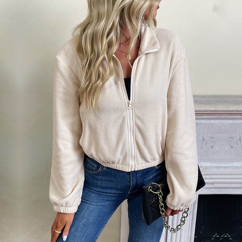 Solid Color Polar Fleece Jacket Women - MYLUXURY LANE ENTERPRISE