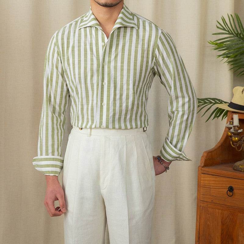 Men's Cotton Striped Business Casual Shirt - MYLUXURY LANE ENTERPRISE
