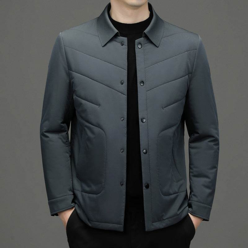 Fall Winter Men Jacket Lapel Fashion Business Lightweight Silk Cotton-padded Coat - MYLUXURY LANE ENTERPRISE
