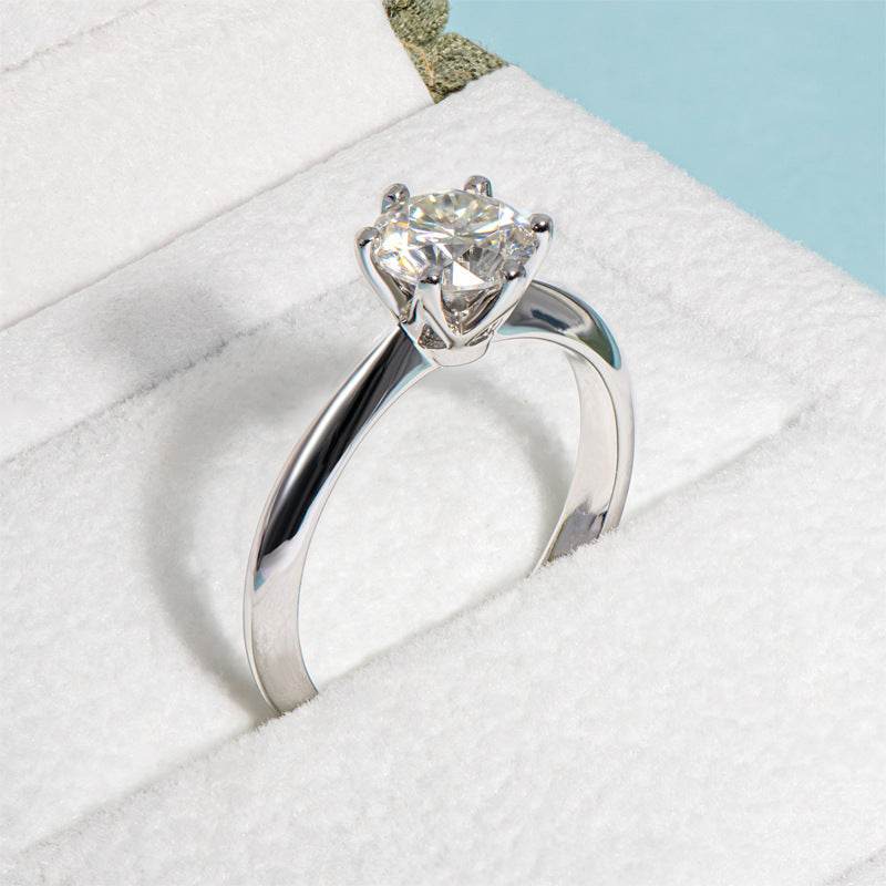 Moissanite Ring Classic Six Prongs 1 Carat 925 Sterling Silver - MYLUXURY LANE ENTERPRISE