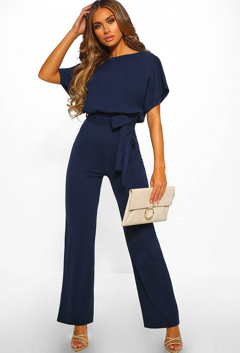 7-color Fashion Lace-up Button Short-sleeved Women's Jumpsuit - MYLUXURY LANE ENTERPRISE
