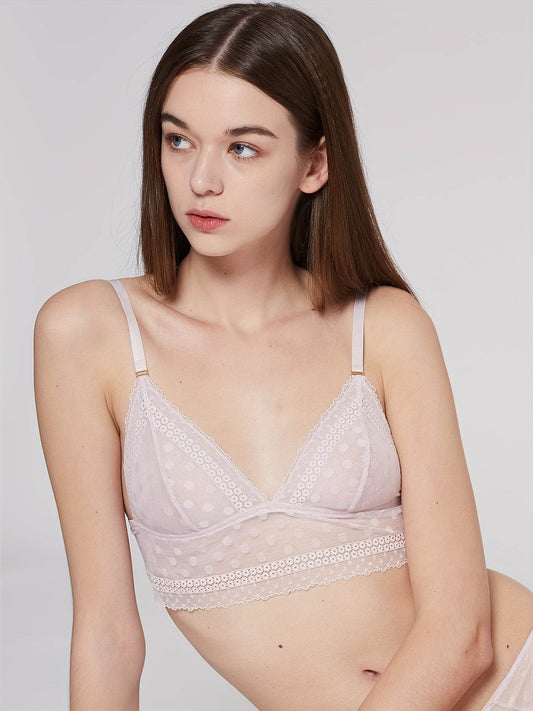 Elegant Solid Lace Bra, Comfy & Breathable Wireless Bra, Women's Lingerie & Underwear - MYLUXURY LANE ENTERPRISE