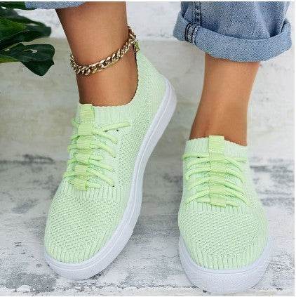 Candy-colored Flying Woven Flat Large Size Women's Casual Shoes - MYLUXURY LANE ENTERPRISE