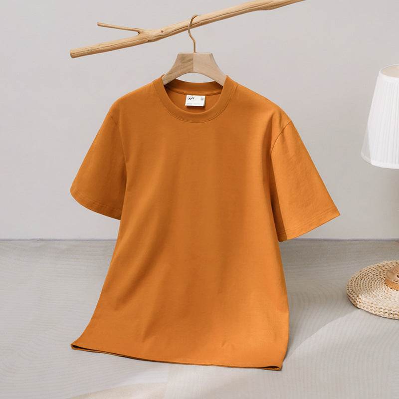 240 Cotton Short Sleeve Double Yarn Heavy T Men And Women Loose Round Neck - MYLUXURY LANE ENTERPRISE