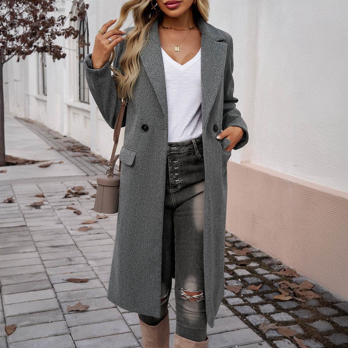 Lady Temperament Commuting Turn-down Collar Coat - MYLUXURY LANE ENTERPRISE