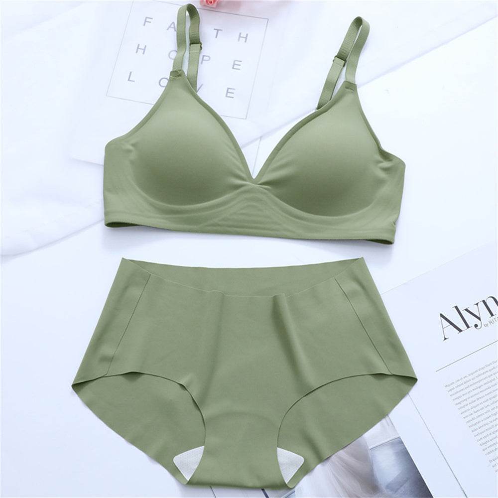 Korean Naked Extended Bra Set Ladies' Traceless Rim-free Underwear Thickened Small Breasts Gathering - MYLUXURY LANE ENTERPRISE
