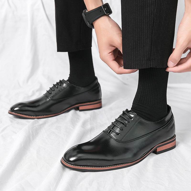 Men's Formal Leather Lace-up Rubber Sole Business Men's Shoes Gentleman - MYLUXURY LANE ENTERPRISE