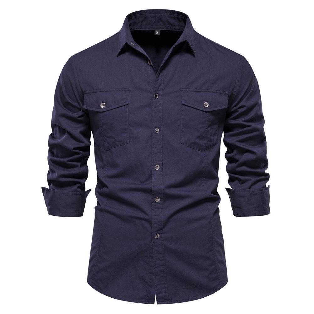 Men's Fashion Casual Solid Color Long Sleeve Shirt - MYLUXURY LANE ENTERPRISE