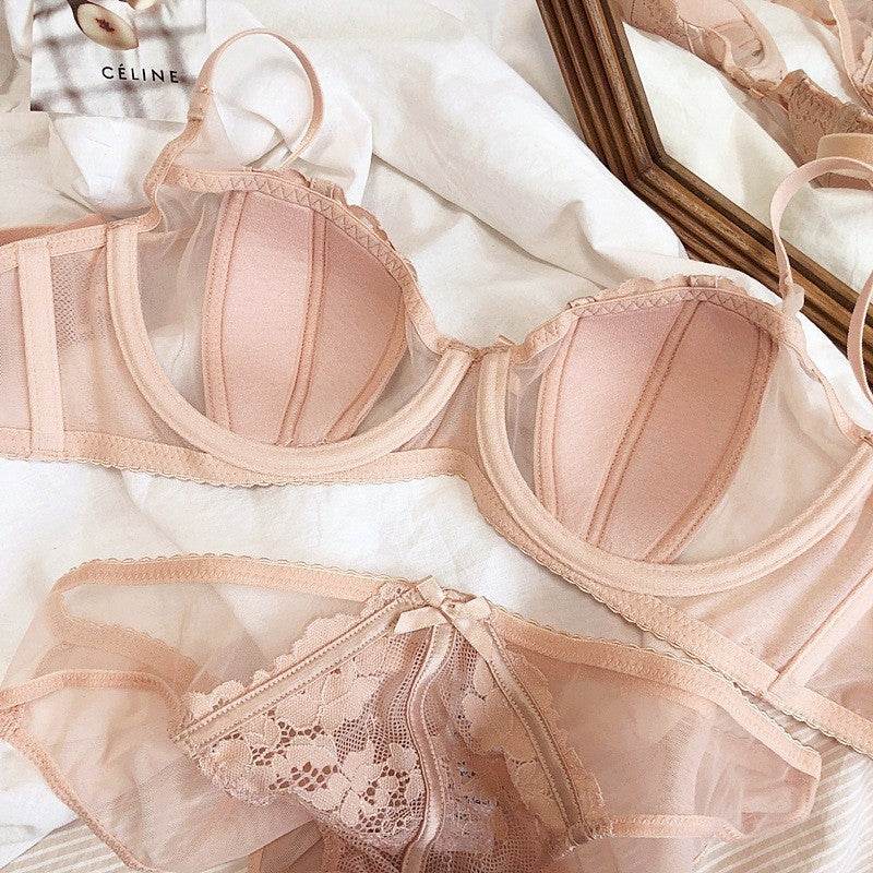 French Style Sexy Lace Lingerie Ultra-thin Rabbit Ear Bra Big Chest Small Anti-SAG Bra Suit - MYLUXURY LANE ENTERPRISE