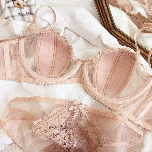 French Style Sexy Lace Lingerie Ultra-thin Rabbit Ear Bra Big Chest Small Anti-SAG Bra Suit - MYLUXURY LANE ENTERPRISE