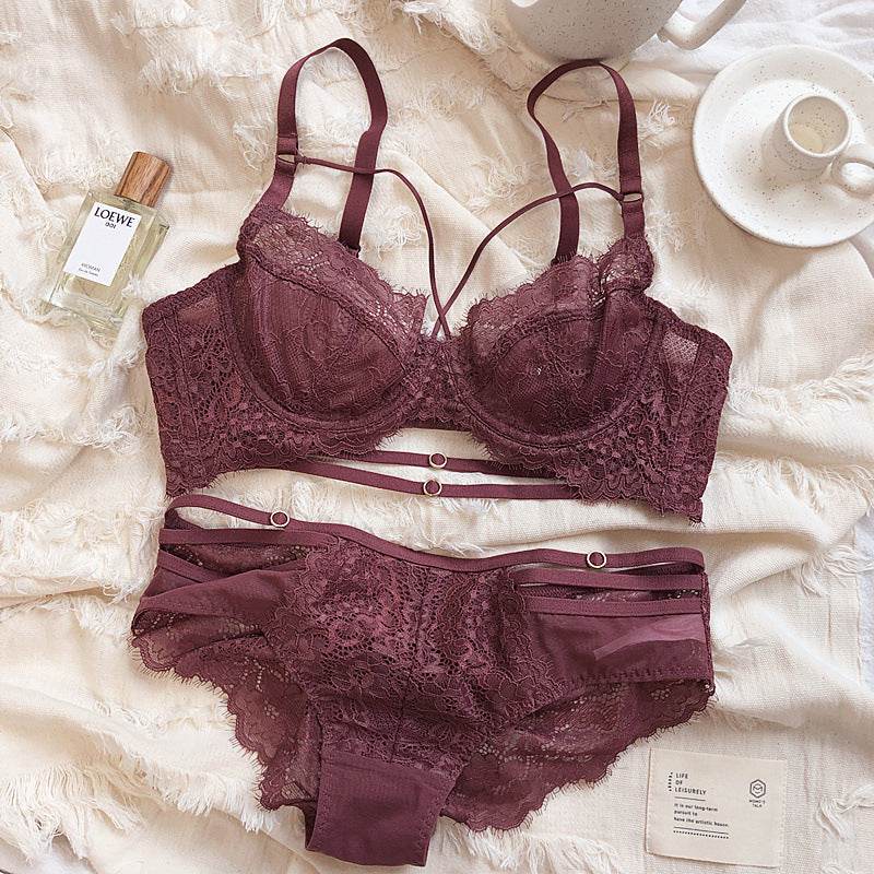 Women's Sexy Lace Gathered Bra Set - MYLUXURY LANE ENTERPRISE