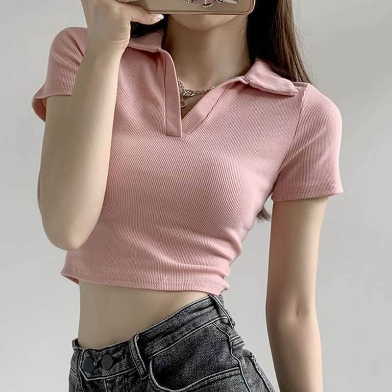 Hot Girl Slim V-neck Short-sleeved T-shirt For Women - MYLUXURY LANE ENTERPRISE