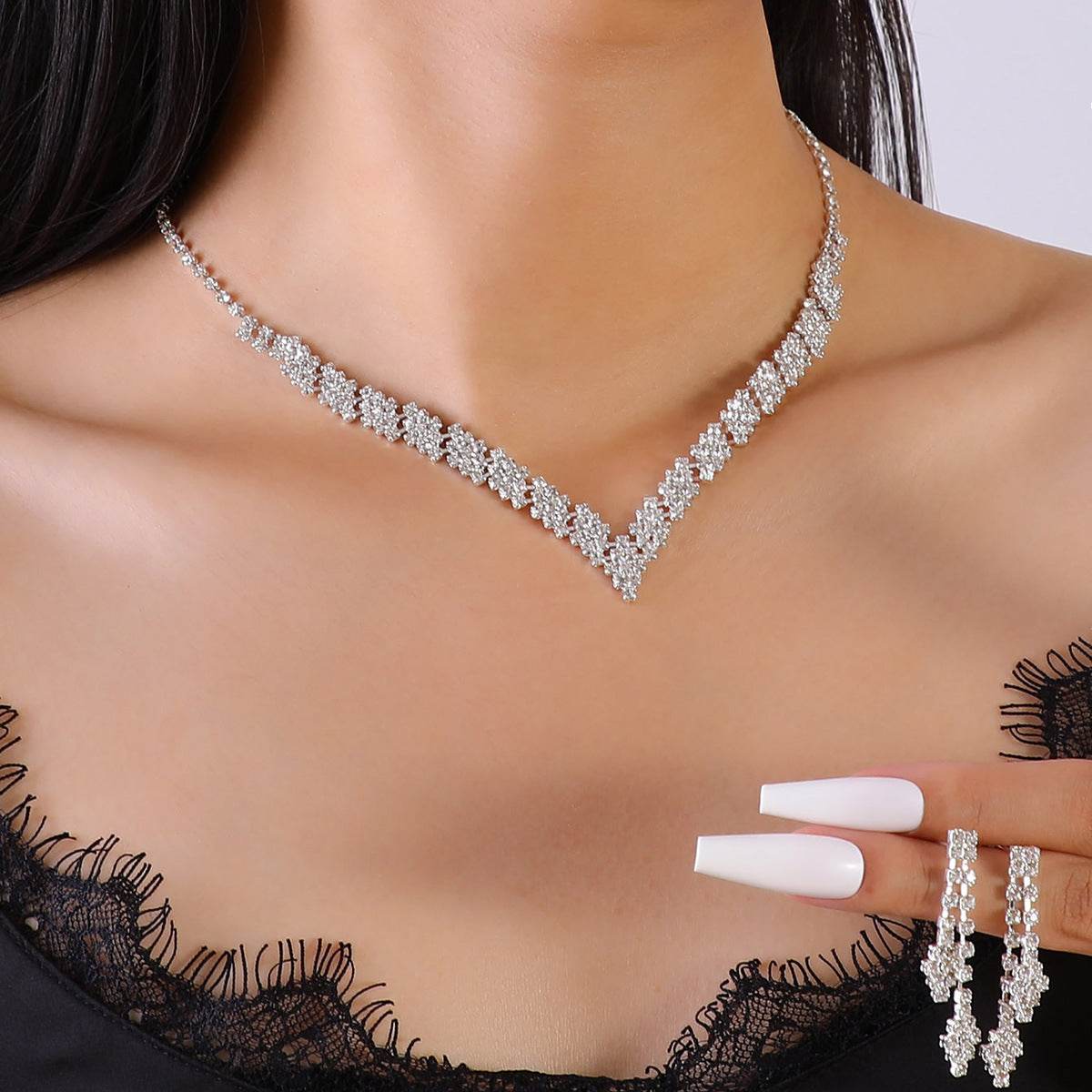Bridal Jewelry Wedding Hair Accessories Accessories Necklace And Earrings Suite Women - MYLUXURY LANE ENTERPRISE
