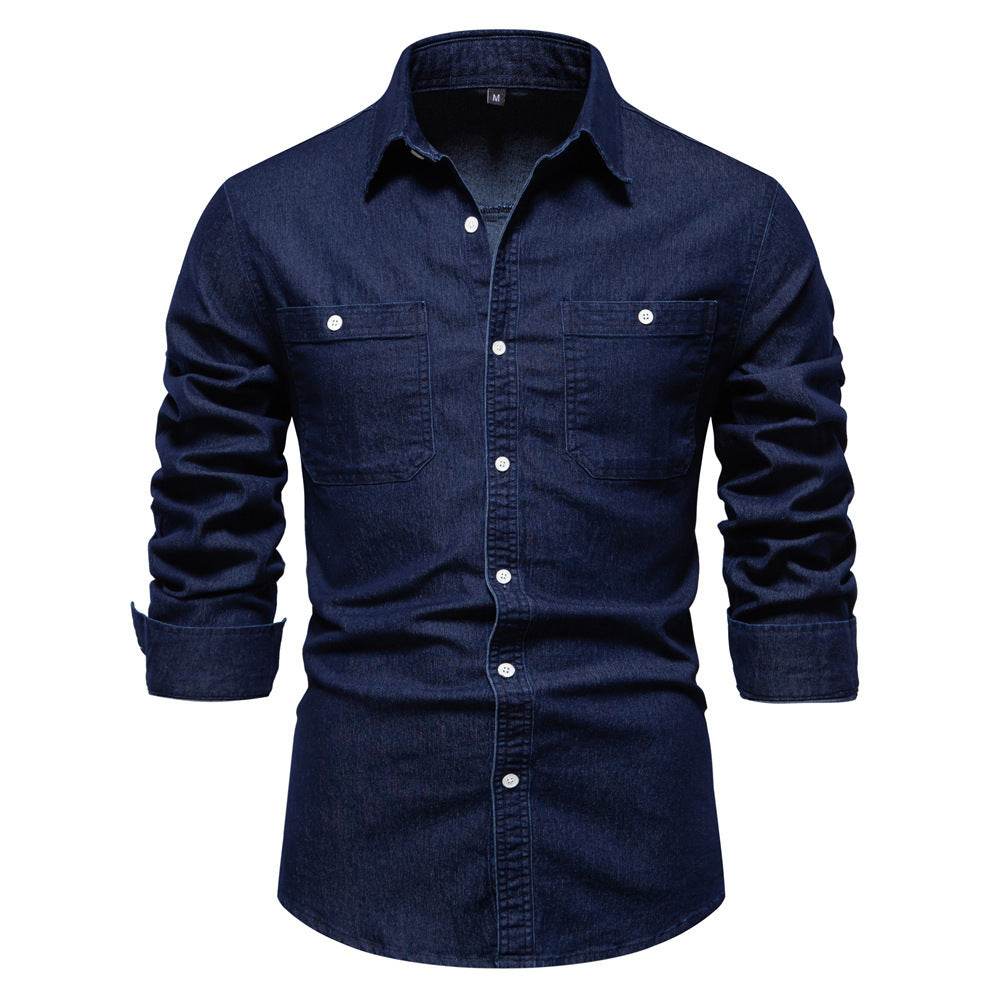 Men's Fashion Casual Denim Long Sleeve Shirt - MYLUXURY LANE ENTERPRISE