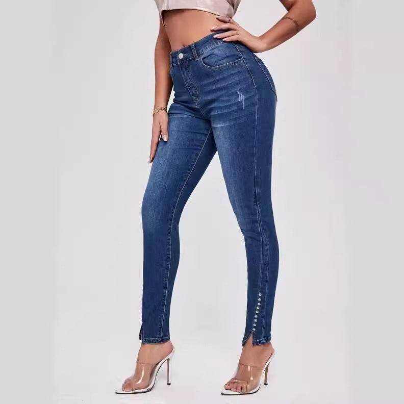 Slim Fit Patchwork High Waist Stretch Jeans - MYLUXURY LANE ENTERPRISE