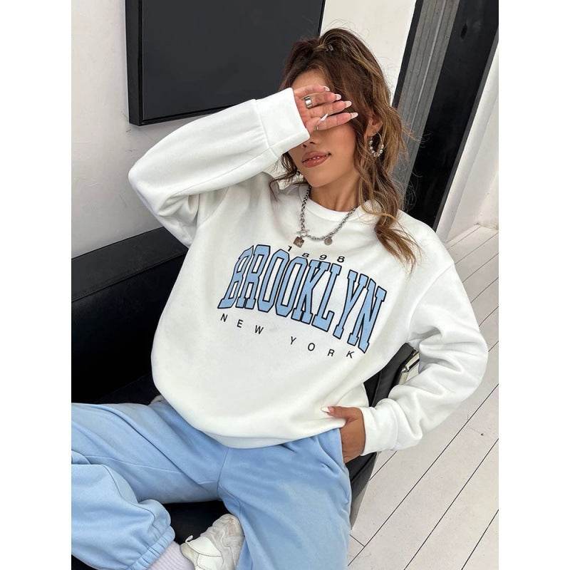 Women's Sweater Suit Hoodie Two-piece Pullover Letter Print 1898 New York Brooklyn - MYLUXURY LANE ENTERPRISE