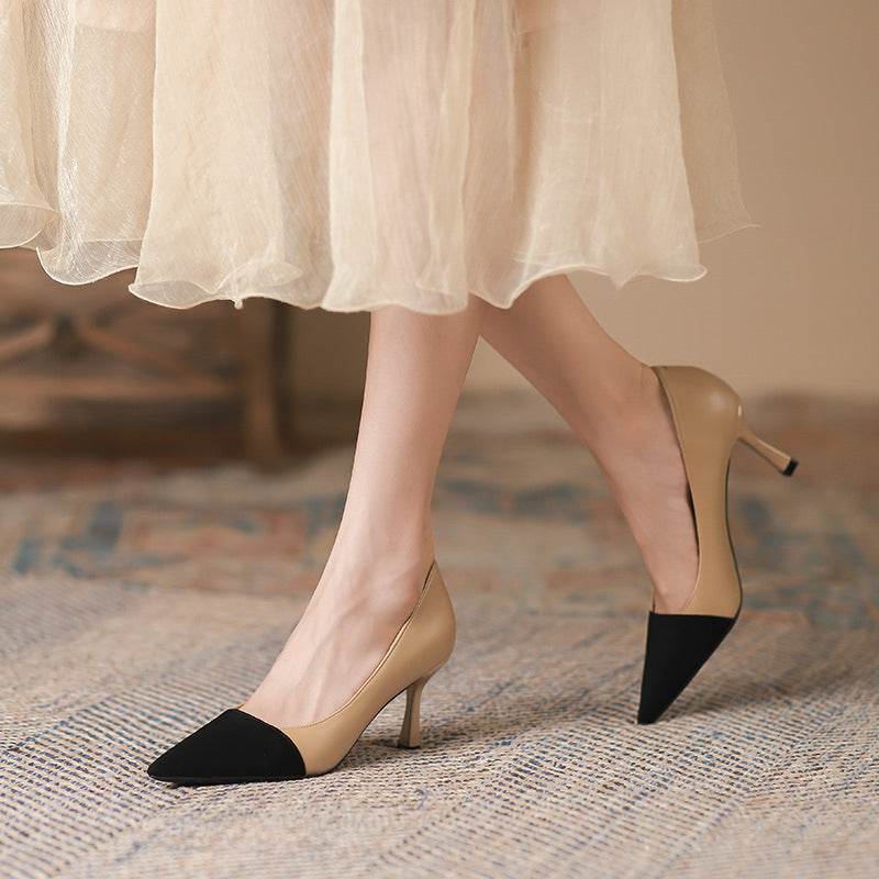Color-blocking Stiletto Heel Pumps Female Commuter Shallow Mouth Pointed - MYLUXURY LANE ENTERPRISE