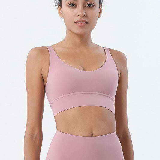 Double-sided Brushed Deep V Beautiful Back Sports Bra - MYLUXURY LANE ENTERPRISE