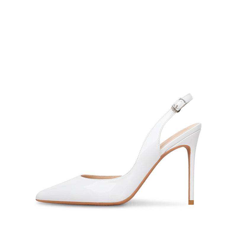 High Heel Sandals Women Black Patent Leather Pointed Toe Stiletto - MYLUXURY LANE ENTERPRISE