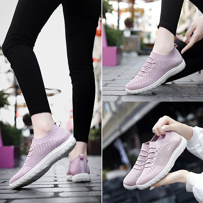 Ladies Flying Woven Mesh Shoes Plus Size Casual Sneakers - MYLUXURY LANE ENTERPRISE