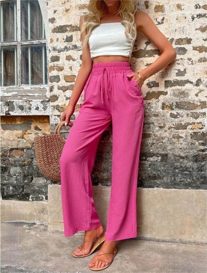 Casual Elastic High Waist Loose Trousers - MYLUXURY LANE ENTERPRISE