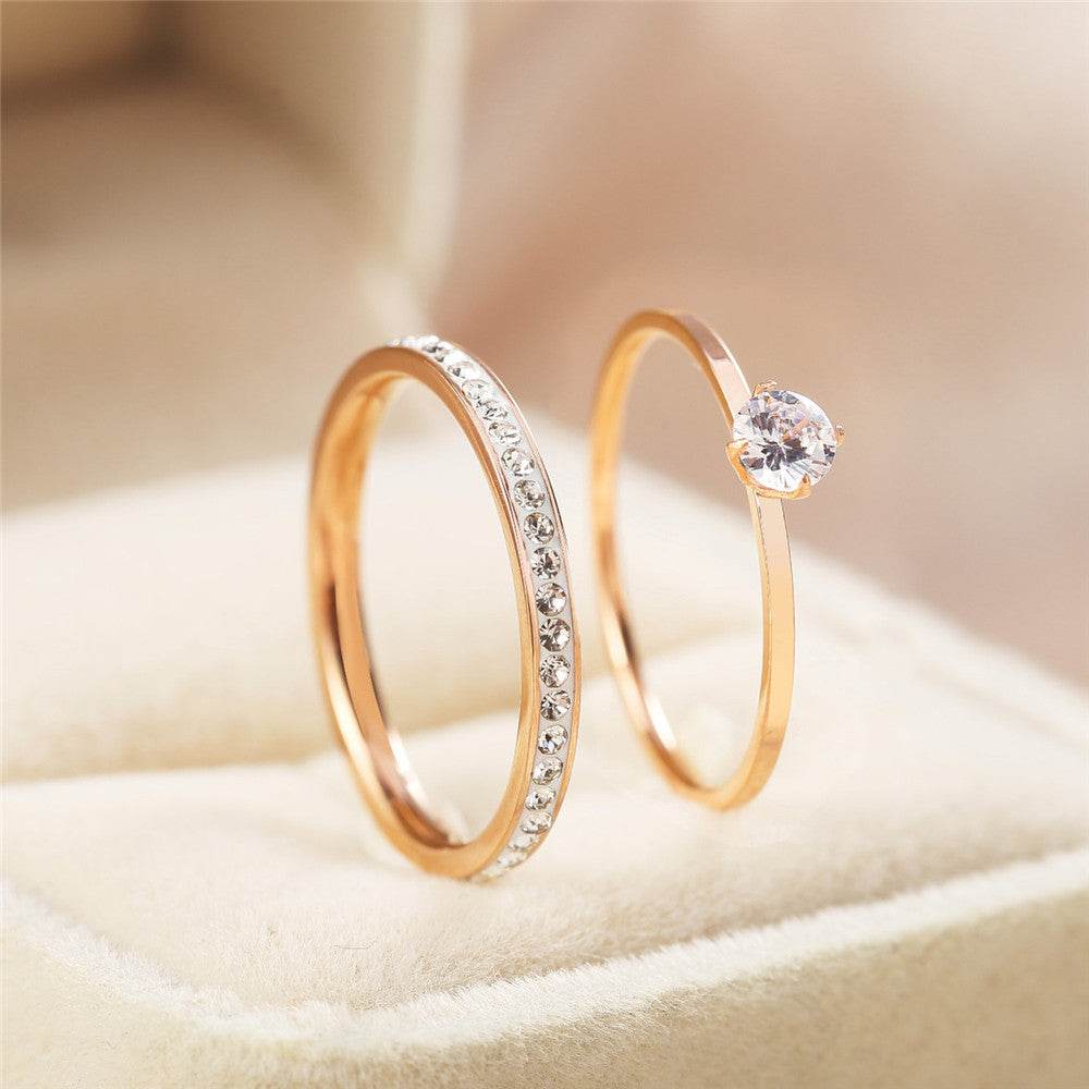 Ladies Fashion Rose Gold Double Band Titanium Steel Ring - MYLUXURY LANE ENTERPRISE