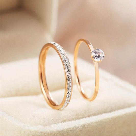 Ladies Fashion Rose Gold Double Band Titanium Steel Ring - MYLUXURY LANE ENTERPRISE