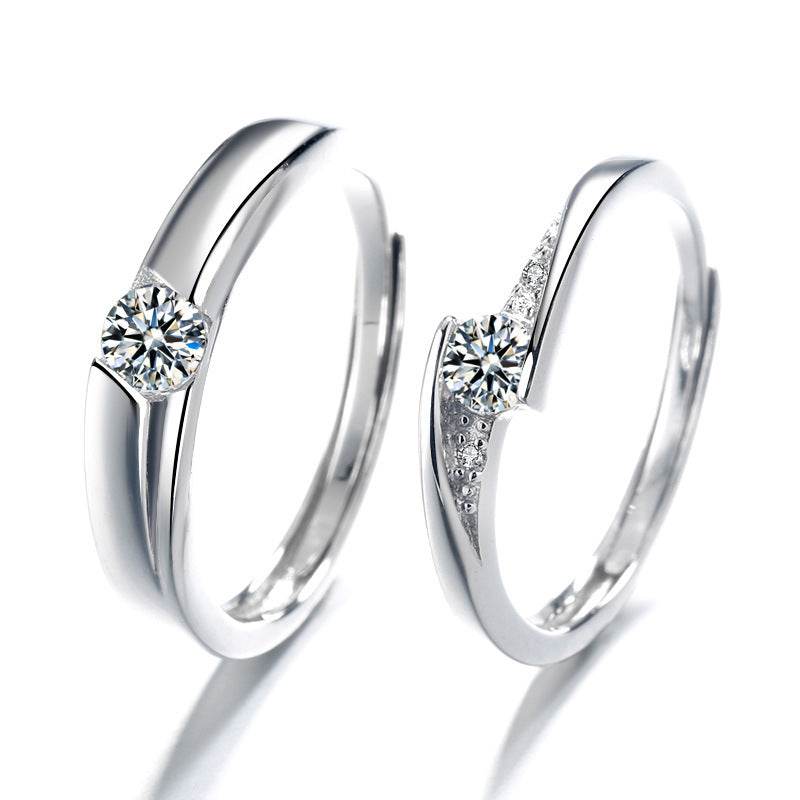 S925 Sterling Silver Micro Set Zircon Full Diamond Couple Ring Fashion And Simplicity - MYLUXURY LANE ENTERPRISE