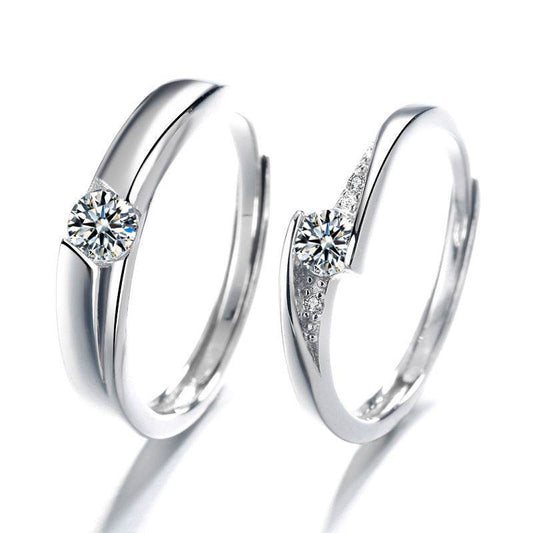 S925 Sterling Silver Micro Set Zircon Full Diamond Couple Ring Fashion And Simplicity - MYLUXURY LANE ENTERPRISE