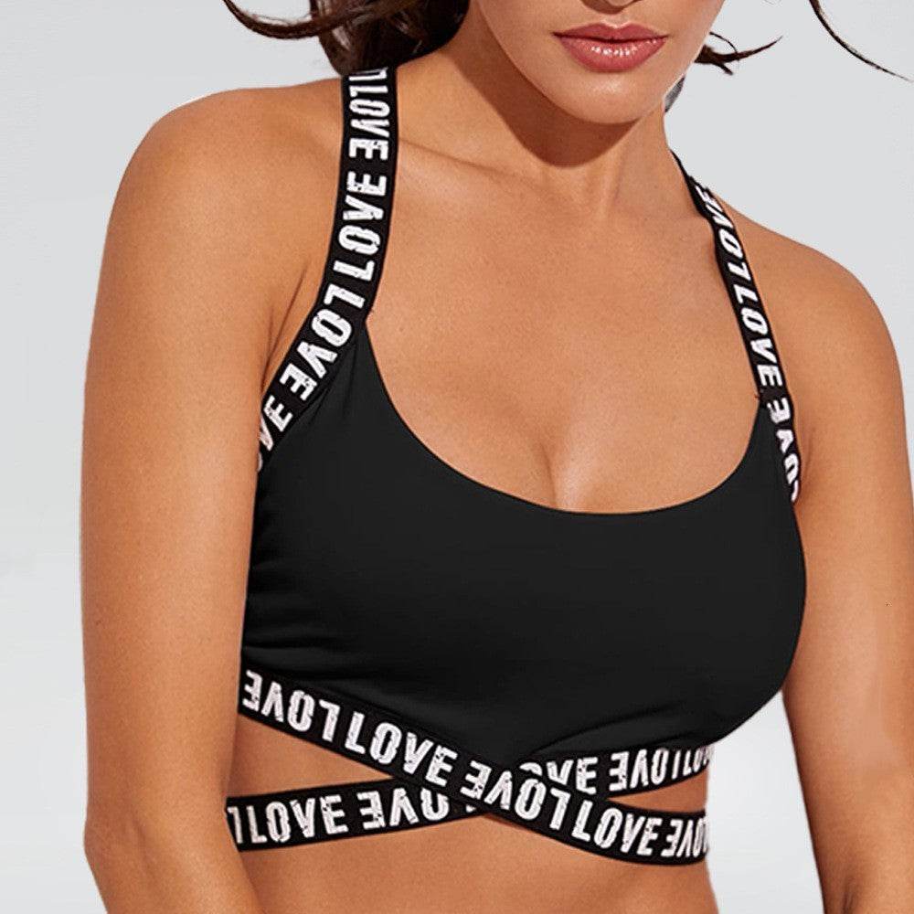 Alphabet Strap Yoga Bra Step Gathers Sports Underwear - MYLUXURY LANE ENTERPRISE
