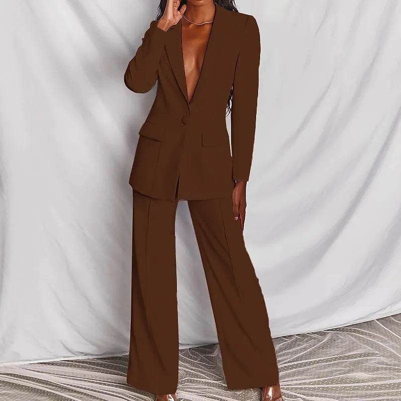 Fashion Business Women's Clothing Long Sleeve Trousers Suit - MYLUXURY LANE ENTERPRISE