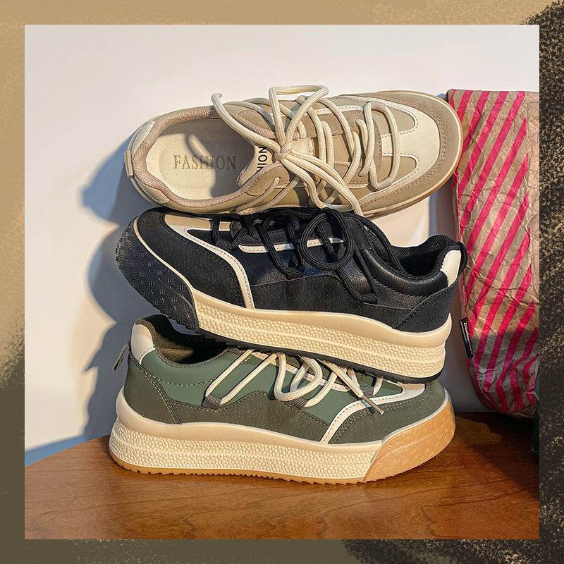 Womens Casual Sneakers Back To Milk Tea Tone Thick Sole Shoes - MYLUXURY LANE ENTERPRISE