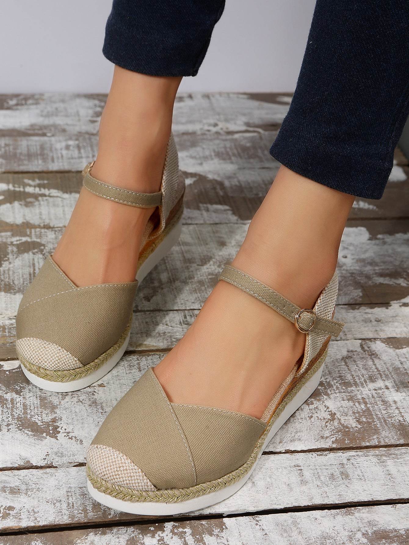 Women's Fashion Casual Wedge Closed Toe Outer Buckle Sandals - MYLUXURY LANE ENTERPRISE
