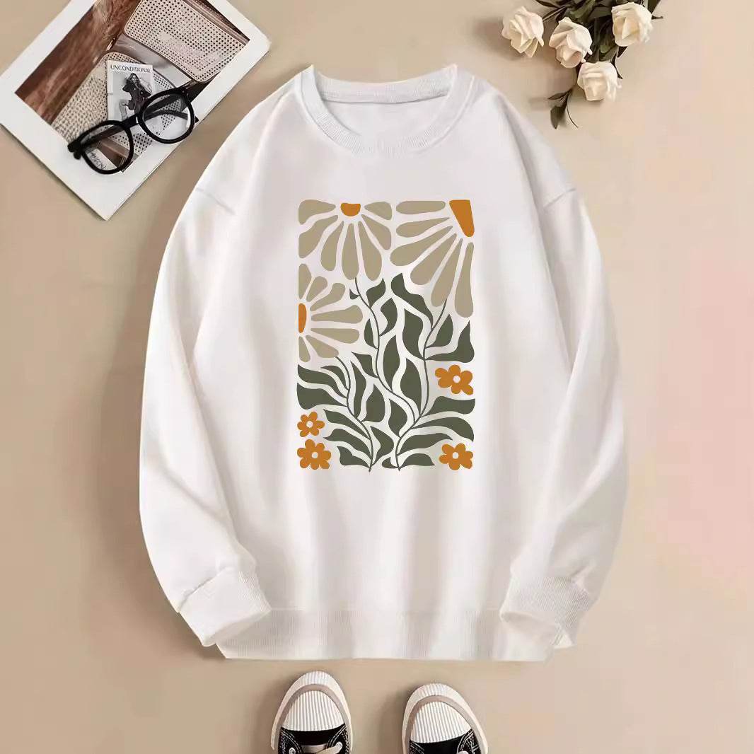 Flowers And Plants Round Neck Long Sleeve Sweater For Women - MYLUXURY LANE ENTERPRISE
